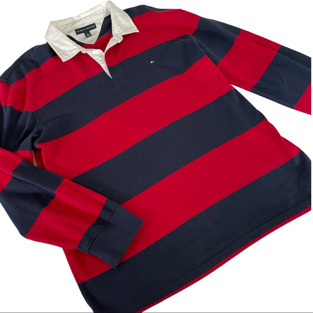Vintage Striped Red & Blue Tommy Hilfiger Rugby